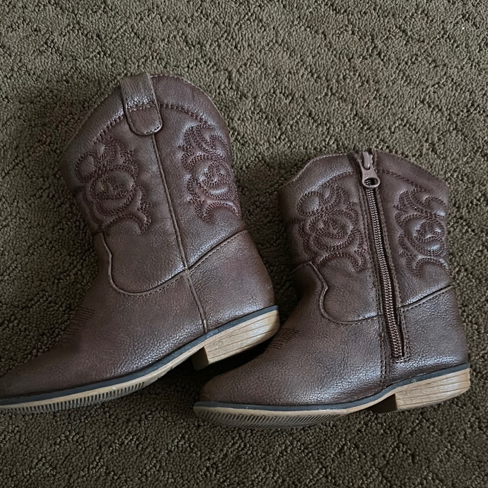 Brown Kids Cowboy Boots